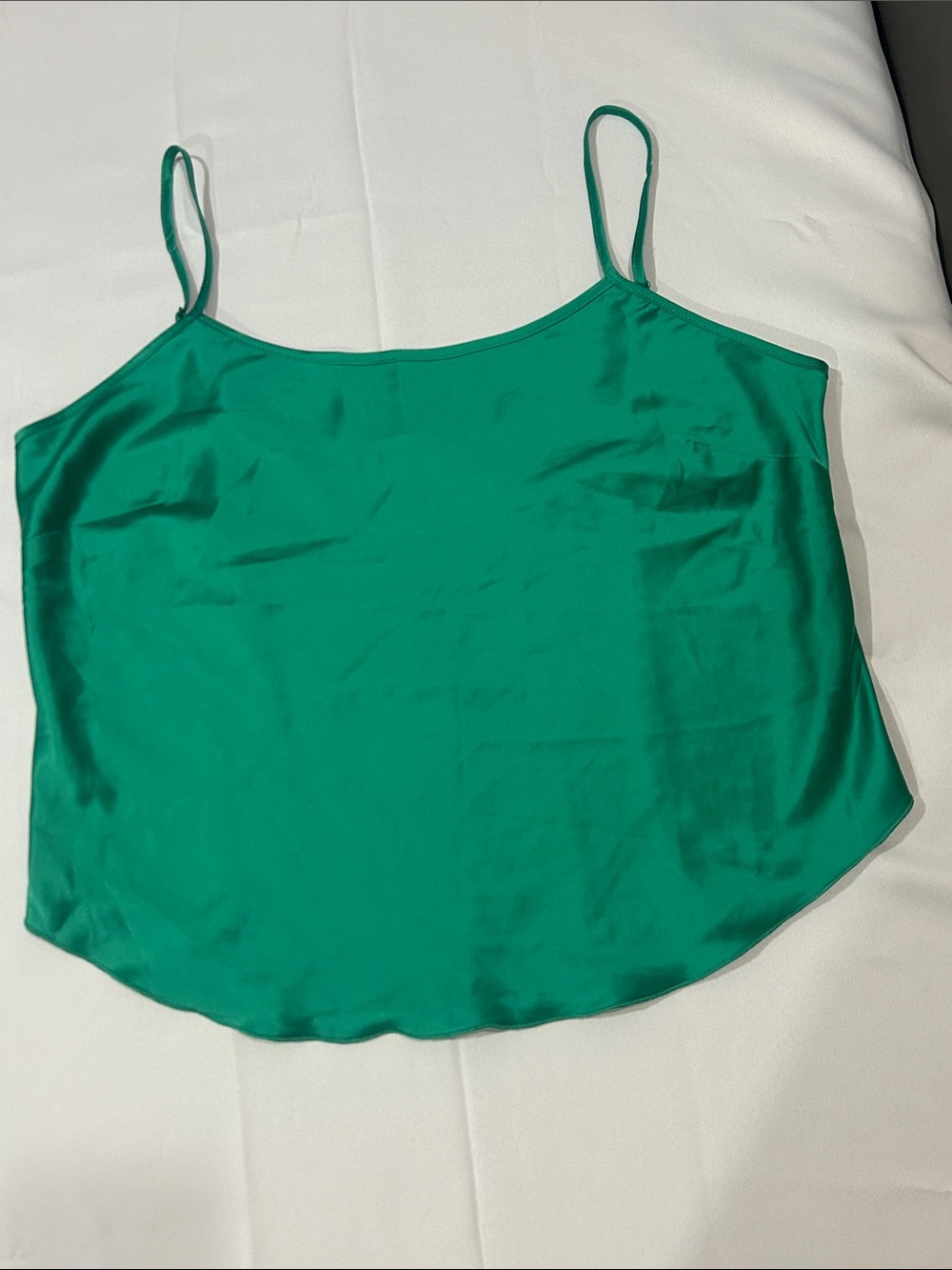 Punt Roma Green Satin Spaghetti Strap Tank Top Sz 12
